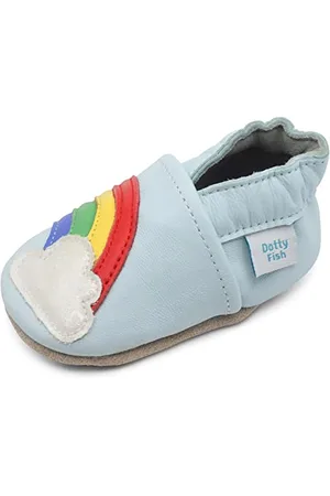 Dotty Fish Krabbelschuhe aus Leder – rutschfeste, weiche Sohle, Barfußgefühl, Lauflernschuhe & Babyschuhe für Mädchen. . 0-6 Monate (17 EU)