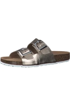 Marco Tozzi Damen Pantoletten aus Leder Lack, Metallisch , 39 EU