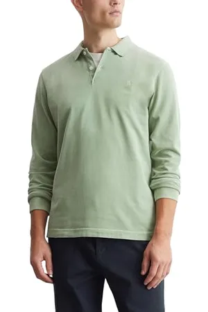 Marc O’ Polo Marc OߴPolo Herren Langarm-Poloshirt aus Bio-Baumwolle Regular Fit, Grün , M