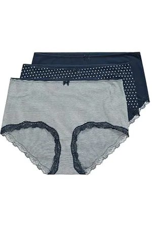 Ulla Popken Damen 3pcs, Hipster Dotted and Striped Slip, , 54-56