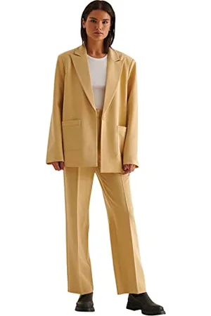 NA-KD Damen Loose Fit Suit Trousers Hose, Pale Pink, 32 EU