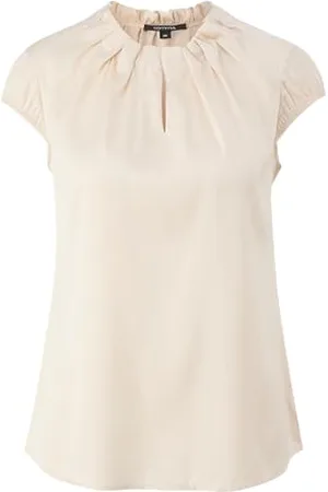 Comma, Satinbluse mit Raffung beige 38