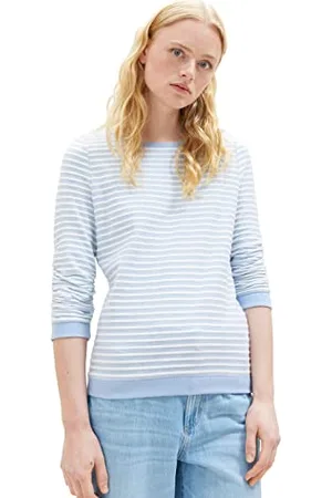 TOM TAILOR Damen Sweatshirt mit Raffarm & Streifenmuster, , XL