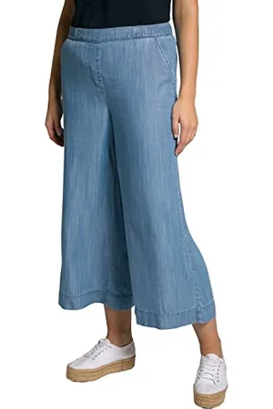 Ulla Popken Damen Lyocell Culotte, Denim Look, Comfort Waistband, Marlene Shape L ssige Hose, , 46 EU