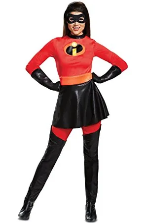 Disguise Disney Incredibles 2 Deluxe Mrs. Incredible Damenkostüm, Rot/Ausflug, einfarbig (Getaway Solids), M