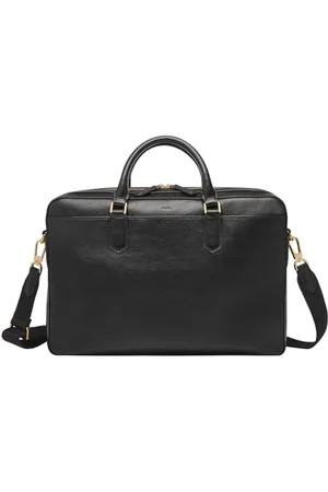 Fossil Herrentasche Asher, LiteHide schwarze Aktentasche aus Leder, L: 40,6 cm, B: 8 cm, H: 27,9 cm, MBG9614001