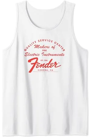Fender Guitar Quality Service Centered Text Tank Top