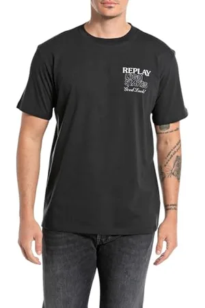 Replay Herren T-Shirt Kurzarm aus Baumwolle, Schwarz (Blackboard 099), M