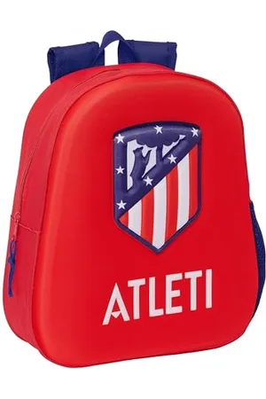 Safta ATLÉTICO DE MADRID Schulrucksack mit 3D-Design, anpassbar an den Wagen, ideal für Kinder verschiedener Altersgruppen, bequem und vielseitig, Qualität und Widerstandsfähigkeit, 27 x 10 x 33 cm