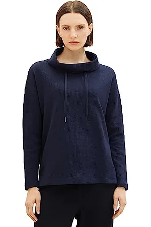 TOM TAILOR Damen 1038878 Sweatshirt mit Schalkragen, 10668-sky Captain Blue, M