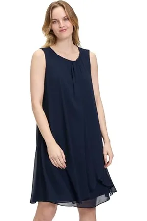 Betty & Co Damen Chiffonkleid im Layer Look Dunkelblau,44