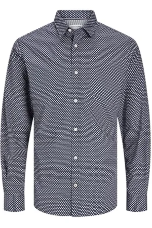 JACK & JONES Herren Jjmatheo Print Detail Shirt Ls Freizeithemd 12261090, ,XS