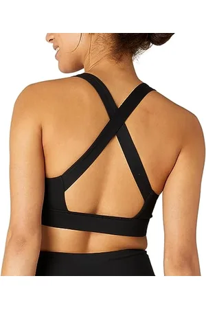 FM London Sport-BH mit Riemen für Damen , Nahtloser, stoßdämpfender Sport-BH für Fitness und Yoga , Gepolsterter Sport-BH, der fest, aber sanft auf der Haut sitzt , Atmungsaktiver