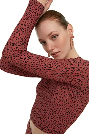 Trendyol Damen Meine Meeräsche Crop Gestrickte Bluse Blouse Westlich, , M