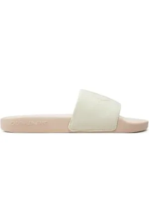 Calvin Klein Jeans SLIDE MONOGRAM CO Schlappen Damen, Weiß (Creamy White/Whisper Pink), 38 EU