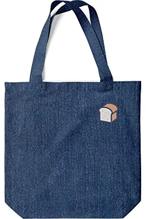 Green Fish Denim Bedruckte Einkaufstasche, Wiederverwendbare, Jeans Tasche, Maschinenwaschbar, Faltbar, Stofftasche mit Zwei Langen Henkeln, 38x42 Cm