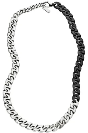Diesel Herren Kette Halskette Zweifarbig Edelstahl Halskette DX1530931, Length: 450mm+50mm, Width: 10mm, Edelstahl, Kein Edelstein