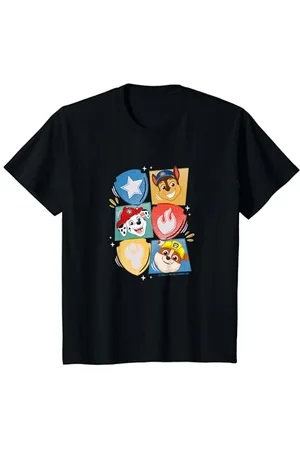 Paw Patrol Kinder Chase Marshall And Rubble Cute Faces Logo T-Shirt