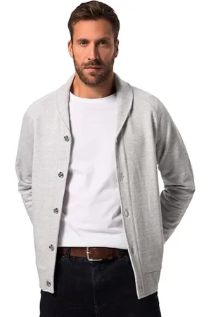 JP 1880 Herren, Schalkragen, Knopfleiste, 1/1 Sweatjacke, , 7XL
