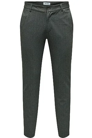 Only & Sons Herren ONSMARK Slim 02093 Herringbone Pant NOOS Chinohose, Black, 33W x 30L