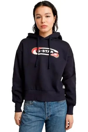 G-Star Damen Old Skool Logo Loose Hoodie, , L