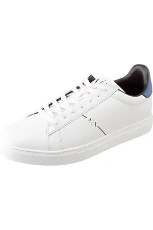 Armani Exchange Herren Lace Up, Side Line Logo, Back Color Detail Sneaker, OP.White+Blue, 45 EU