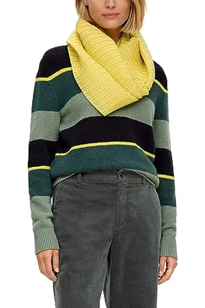 QS by s.Oliver Damen Loop Schal mit Plisseefalten YELLOW Einheitsgröße