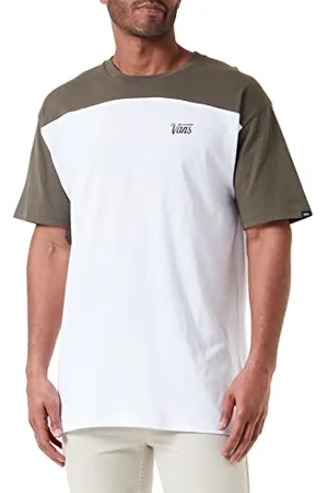 Vans Herren Script Crew Block SS T-Shirt, White-Grape Leaf, L