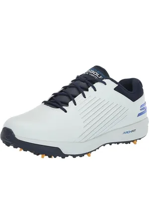 Skechers Herren-Golfschuh Elite Vortex Sneaker, Weißes Synthetikmaterial, marineblauer Besatz, 46 EU