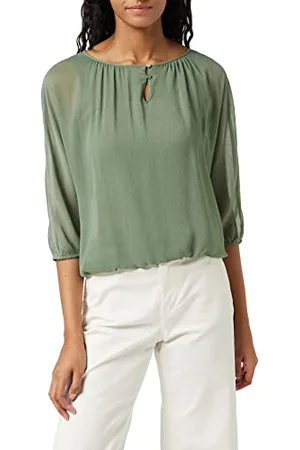 TOM TAILOR Damen 1028878 Basic Bluse, 15594-Dusty Mid Olive, 32