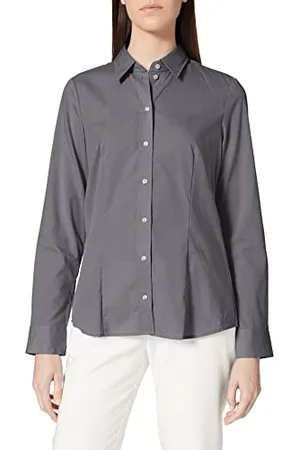 Seidensticker Damen City Langarm Regular Fit Uni Bügelfrei Bluse, , 46 EU