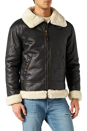 Alpha Industries Herren B3 FL Lederjacke, Black, L