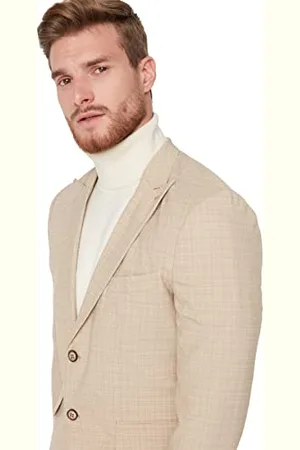 Trendyol Herren Herren Große Größen Regular Basic Striped Webstoff Jacken Coat, , 16 EU
