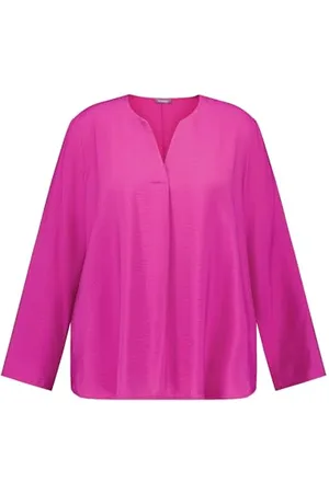 Samoon Damen Fein Schimmernde 3/4 Arm Bluse 3/4 Arm unifarben 48