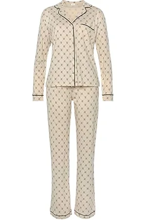 QS by s.Oliver Pyjama für Damen, beige Gemustert