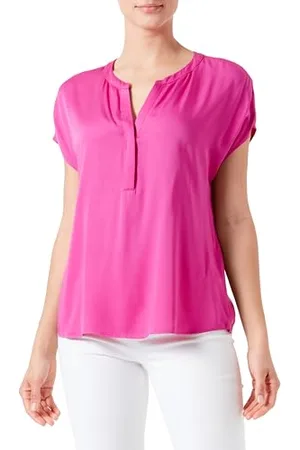 Taifun Damen Seidig schimmerndes Blusenshirt überschnittene Schultern, Kurzarm unifarben 44