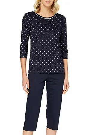 Calida Night Lovers 3/4-Pyjama Damen, aus 100% Supima-Baumwolle, mit stoffbezogenem Gummibund