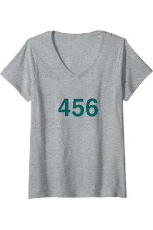 Squid Game Damen Player 456 Costume T-Shirt mit V-Ausschnitt