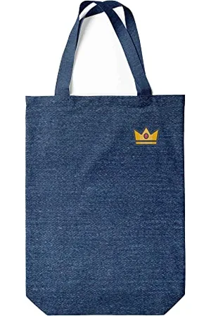 Green Fish Denim-Tragetasche, bedruckt, Einkaufstasche, maschinenwaschbar, faltbar, Handtasche aus Jeans mit Griffen, 22 x 26 cm