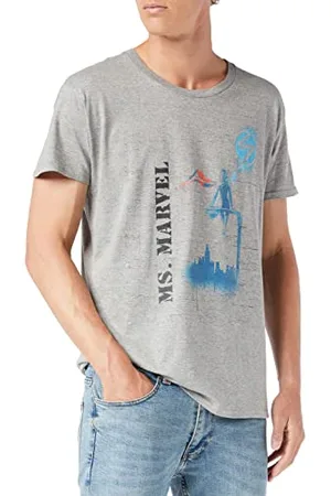 Marvel Herren uxmissmts006 T-Shirt, Grau meliert, S