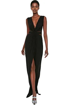 Trendyol Damen Woman Glam Maxi Shift Regular Fit Knit Evening Dress Kleid, , 40