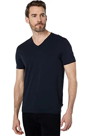 John Varvatos Herren Miles Kurzarm Slub V-Ausschnitt Mit Cut Raw Edge T-Shirt, , Mittel