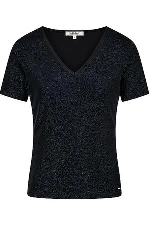 Morgan Kurzarm-T-Shirt mit V-Kragen M