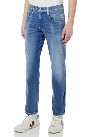 Replay Herren Jeans Anbass Slim-Fit Hyperflex White Shades mit Stretch, (Blau), 28W / 32L