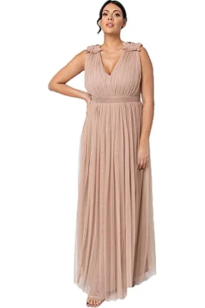 Maya Deluxe Damen Ruffle Shoulder Maxi Dress Brautjungfernkleid, , 46 EU