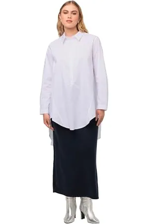 Ulla Popken Damen Longbluse, ausgestellt Bluse, , 50-52
