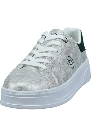 Bugatti Damen Sandaletten, Frauen Sandalen,Sommersandalen,bequem,flach,Sommerschuhe,Freizeitschuhe,offene Schuhe,Silver/Dark Green (1371),37 EU/EU UK