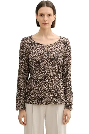 TOM TAILOR Damen Longsleeve in Crinkle-Optik, , M