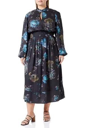 Replay Damen Maxikleid Langarm All Over Print, (Mehrfarbig), XXS