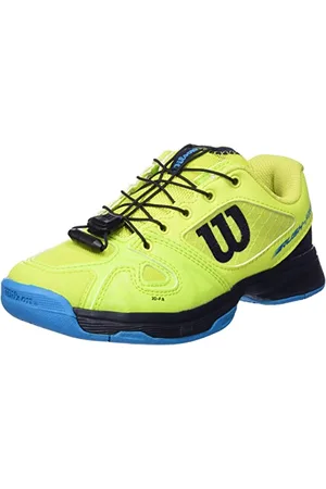 Wilson Jugend/Kinder Tennisschuhe, RUSH PRO JR QL, Grün/Blau/Blau, 28 1/3 EU, Für alle Bodenbeläge, Alle Spielertypen, WRS327870E105